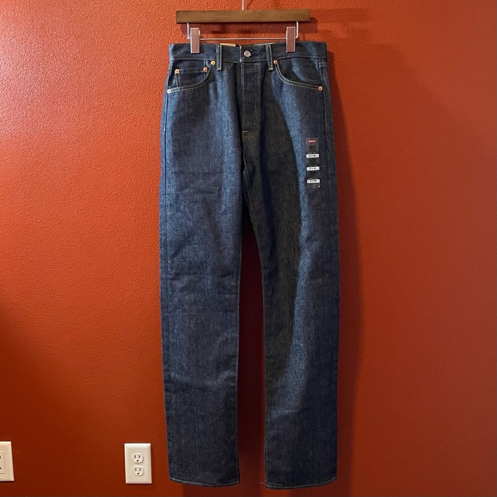 Levi’s Men’s NWT 501 Shrink to Fit Dark Blue Raw‎ Heavy Button Fly Work Jeans